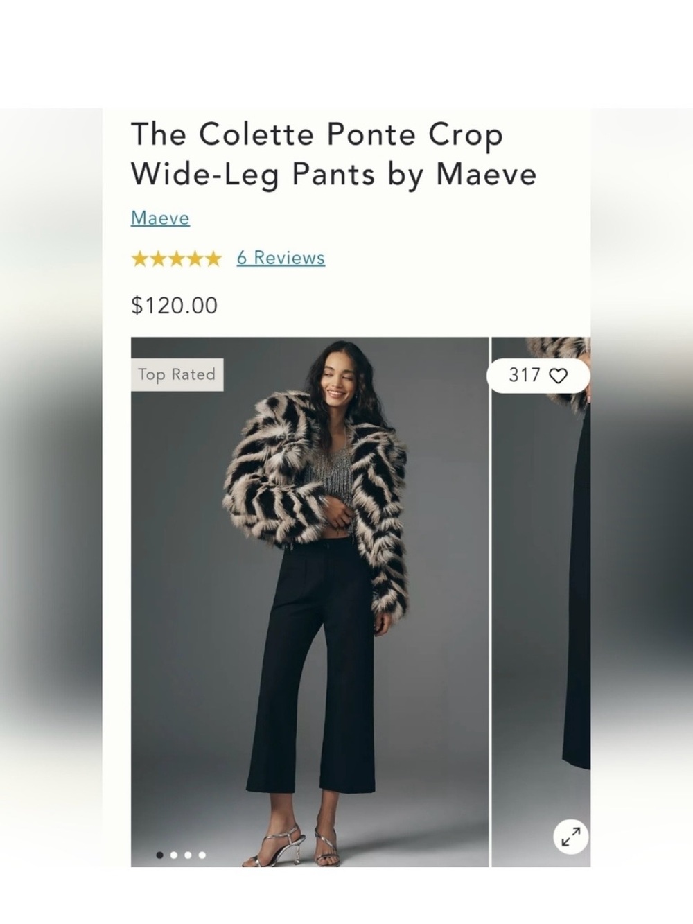 Maeve the Colette Black Wide-Leg Cropped Pants - Picture 3 of 7